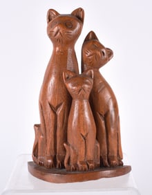 Anonymous Folk Art Carved Cat Family