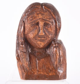 Folk Art Carved Indian Head