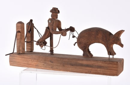 Folk Art Carved Mechanical Toy