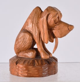 Folk Art Carved Wooden Dog