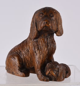 Folk Art Carved Wooden Dog