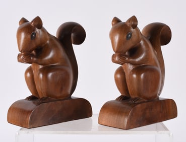 JA Morris Brasstown Folk Art Carved Squirrels