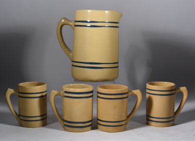 Yellow ware Pitcher and Mug Set