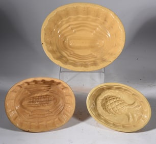 Yellow ware cake molds
