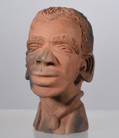Clay Sculpture of African American Head