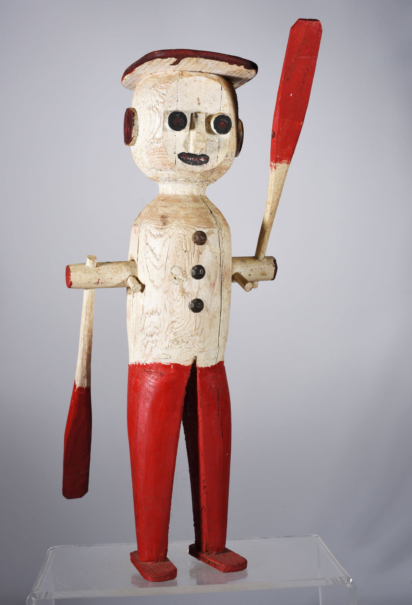 Folk Art Carved and Painted Whirlygig: 16" outstanding carved man and old paint ca. 1950