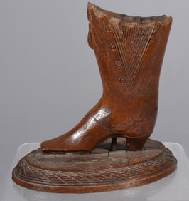 Folk Art Carved Boot Match Holder