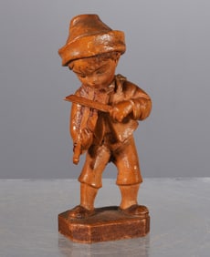 Wooden Carved Violin Player