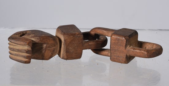 Folk Art Carved Chain and Hand