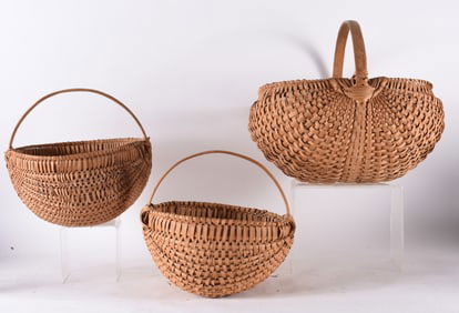 Group of 3 Oak Split Baskets