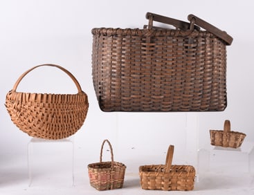 Group of Oak Split Baskets