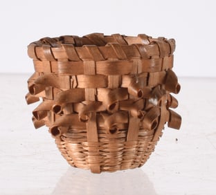 Miniature Fancy Decorated Oak Split Basket