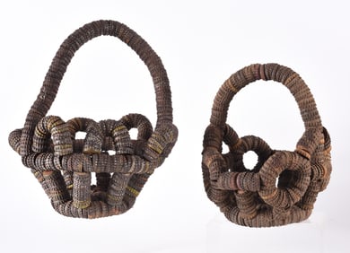 Folk Art Bottle Cap Baskets