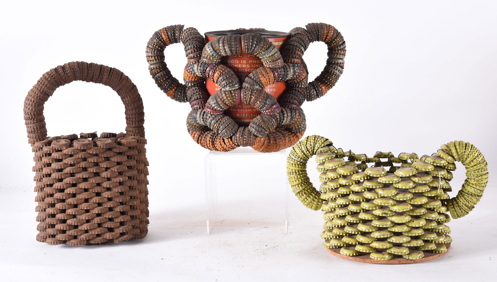 Folk Art Bottle Cap Baskets (1 of 3)