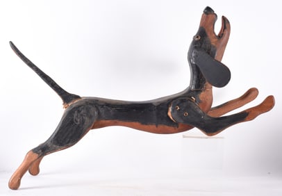 Folk Art Carved and Painted Dog