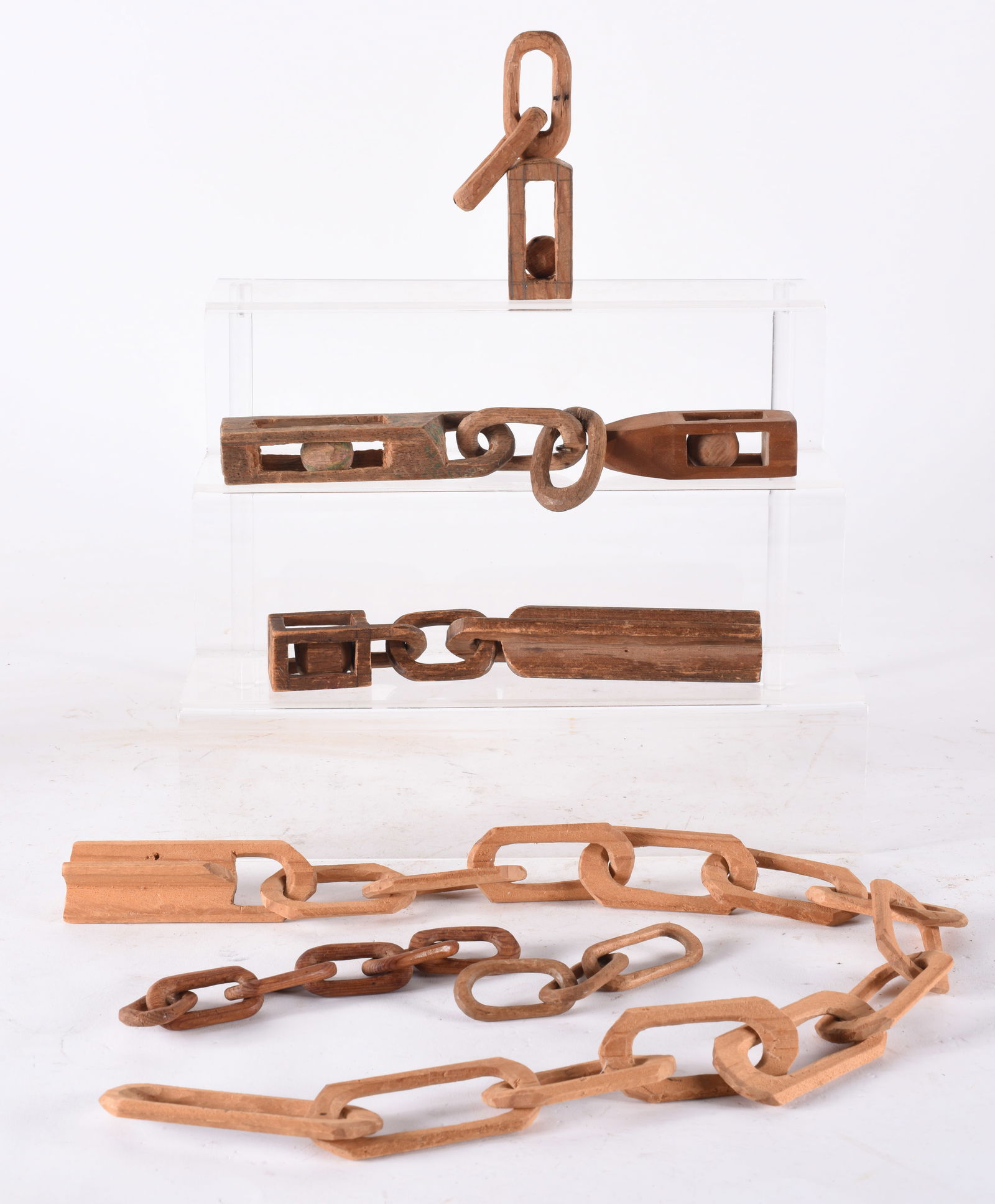 Folk Art Carved Ball and Cage  Group (1 of 4)