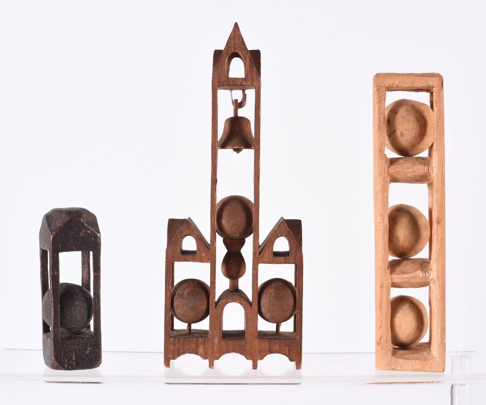 Folk Art Carved Ball and Cage Group (1 of 3)