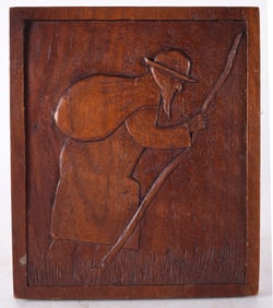 Signed Folk Art Carved Relief