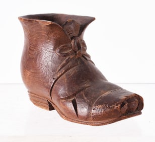 Folk Art Carving of Shoe with Hole