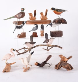 Carved Wooden Bird Group