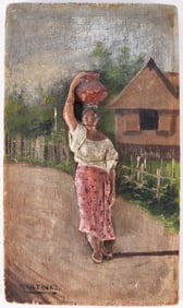 Relief Carved and Painted Scene