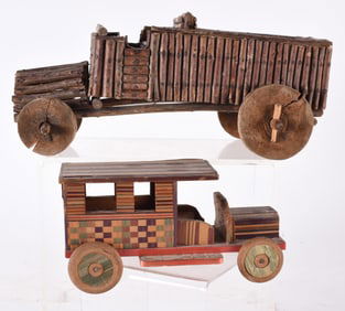 Folk Art Wooden Toy Trucks