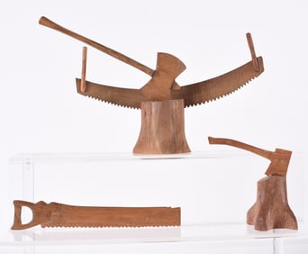 Folk art Carved Lumber Jack Tools