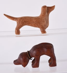 Carved Wooden Dogs