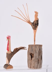 Wooden Carved Roosters