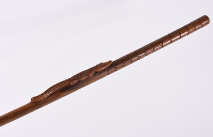 Outstanding Alligator Folk Art Carved Cane