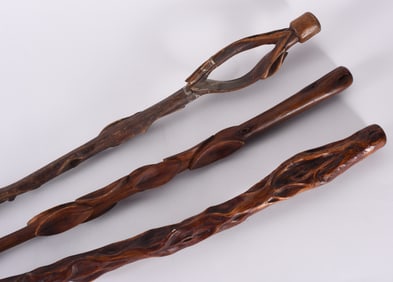Diamond Willow Folk Art Cane Group (3)
