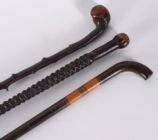 Folk Art Carved Walking Stick Group (3)