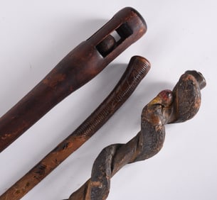 Folk Art Carved Cane Group (3)