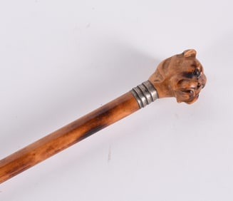 Carved Dog Head Walking Stick