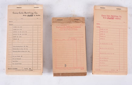 Coca Cola Bottling Co. Partly Printed Reciept Pads