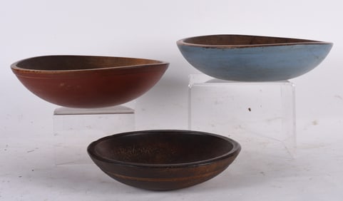 ca. 1880 Wooden Turned and Painted Bowls