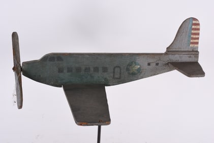 Folk Art Painted Wooden Plane