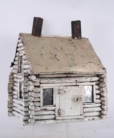 Folk Art Wooden and Painted House