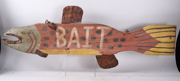 Folk Art Fish Bait Sign