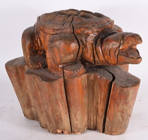 Wooden Carved Snapping Turtle