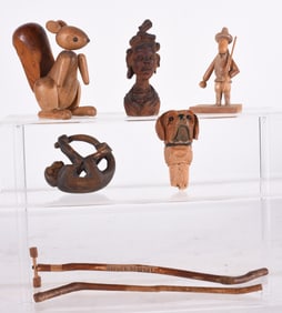 Folk Carved Collection of Items