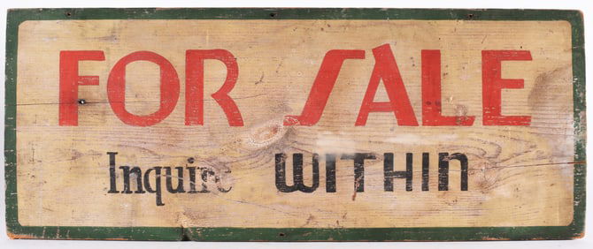 Wooden Painted For Sale Sign