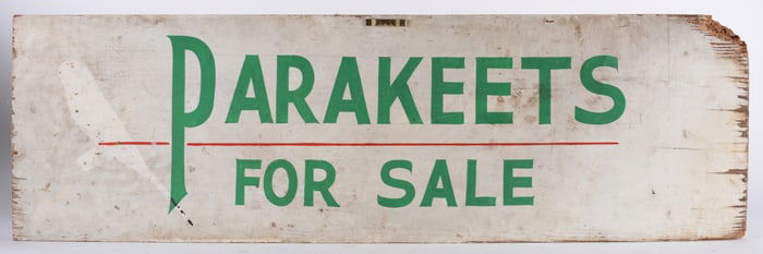 Parakeets For Sale Painted Sign