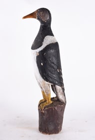 Carved Wooden Penguin Decoy
