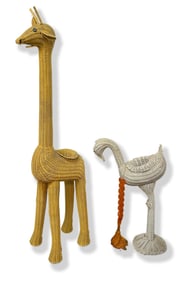 Wicker Animals and Lucite Necklace