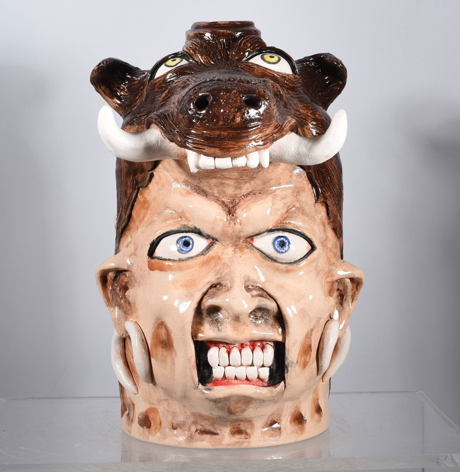 Stacy Lambert Wolfman Face Jug (1 of 5)