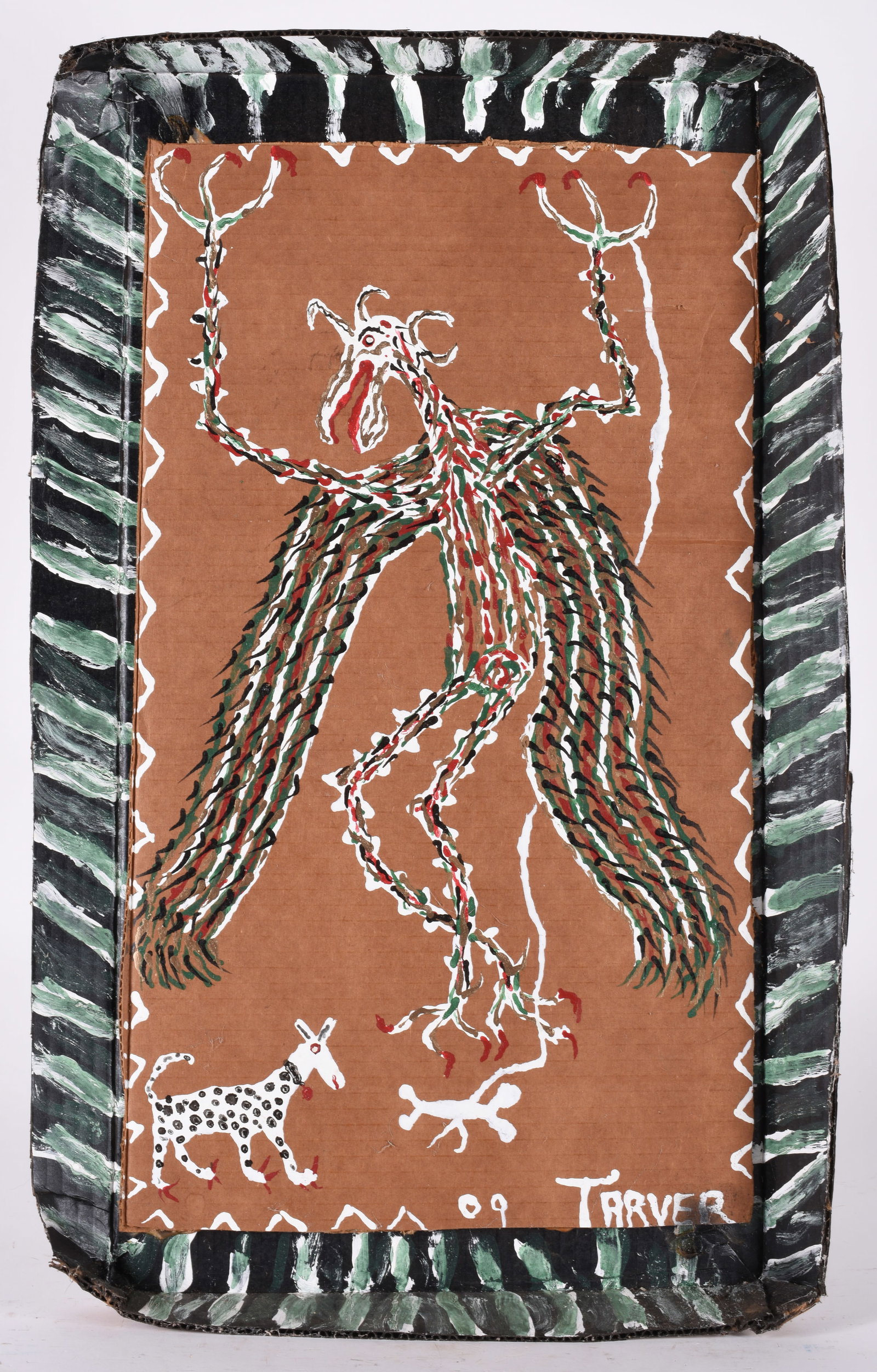 Willie Tarver (1932 - 2010): 16" x 26" paint on cardboard. African American, Wadley Georgia. Son of a sharecropper. His art is influenced by religion, farm life, and slavery.