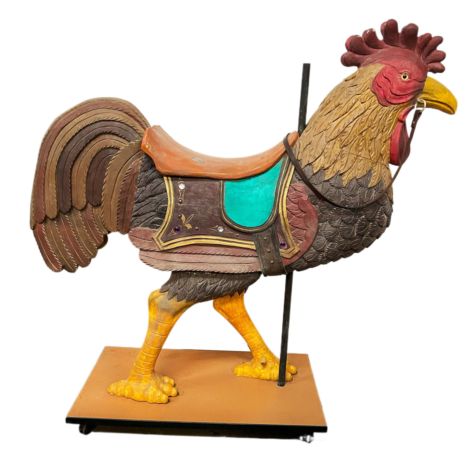 Wooden Carved Carousel Rooster 50" x 56" (1 of 6)