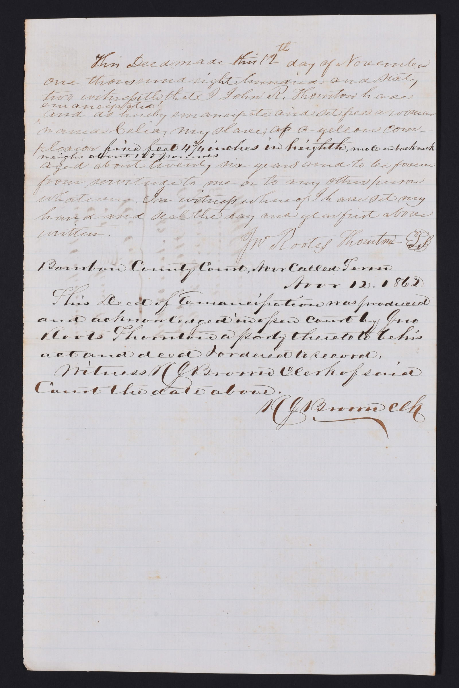 Slave Emancipation Document for Female (1 of 4)