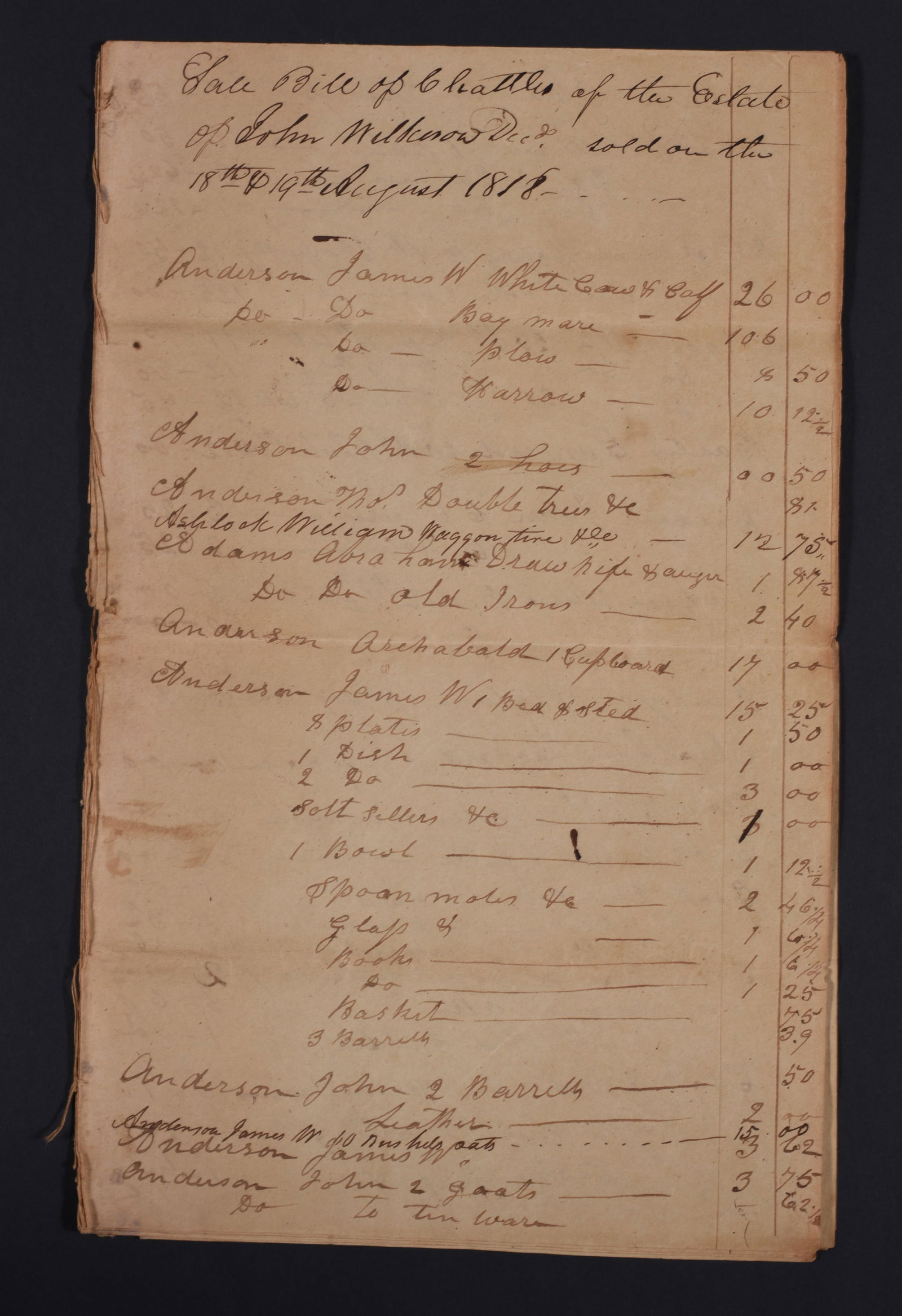 Slave Bill of Sale 1818 Kentucky (1 of 5)